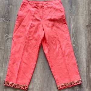 Ruby Rd. Coral Cropped Pants with Embellished Hem